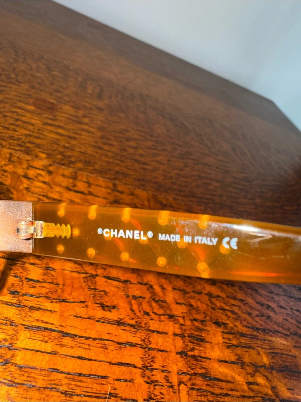 CHANEL Vintage Metal Frame Sunglasses with Orange Tinted Lenses